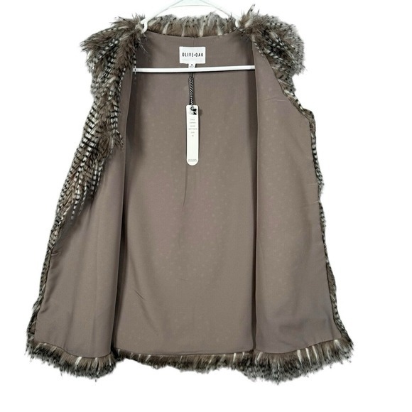 Olive Oak Faux Fur Vest Women XS Soft Mauve‎ Brown Boho Festival Shag LV5F9476 - Picture 9 of 12